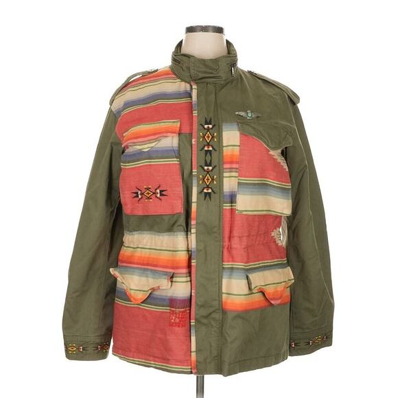 Polo Ralph Lauren Embroidered Field Jacket Military Patchwork Southwestern Aztec - Picture 8 of 13